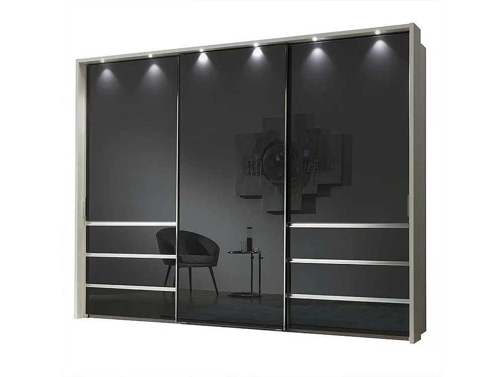 Schiebetürenschrank in Anthrazit und Weiß Glas beschichtet
