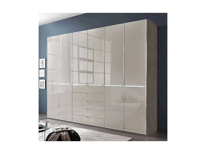 Kleiderschrank Schlafzimmerkleiderschrank mit fünf Schubladen in Hellgrau