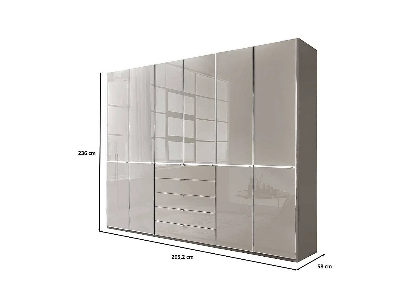 Kleiderschrank Schlafzimmerkleiderschrank mit fünf Schubladen in Hellgrau