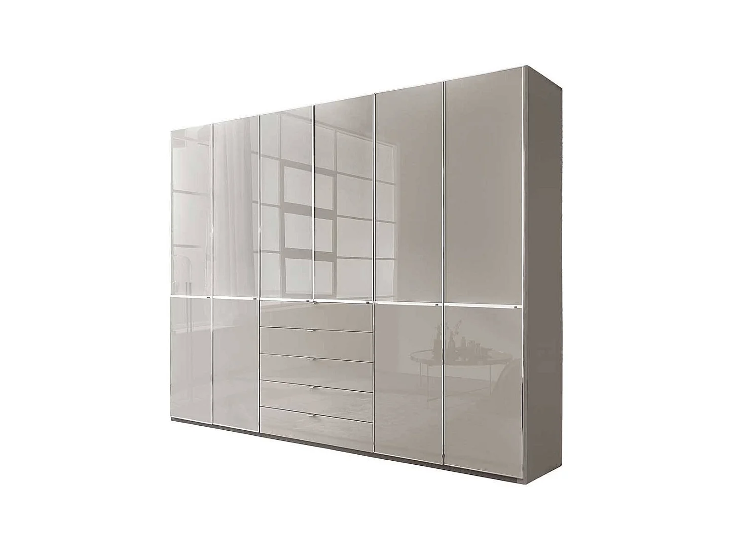 Kleiderschrank Schlafzimmerkleiderschrank mit fünf Schubladen in Hellgrau