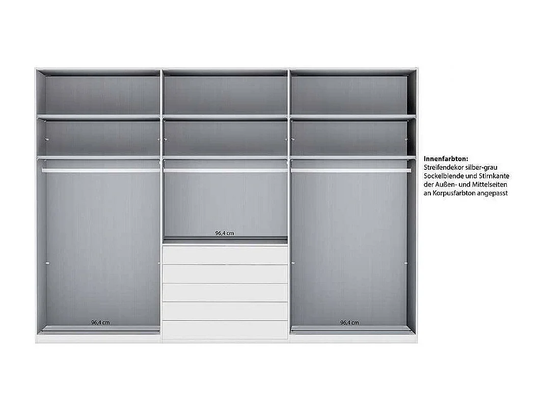 Kleiderschrank Schlafzimmerkleiderschrank mit fünf Schubladen in Hellgrau