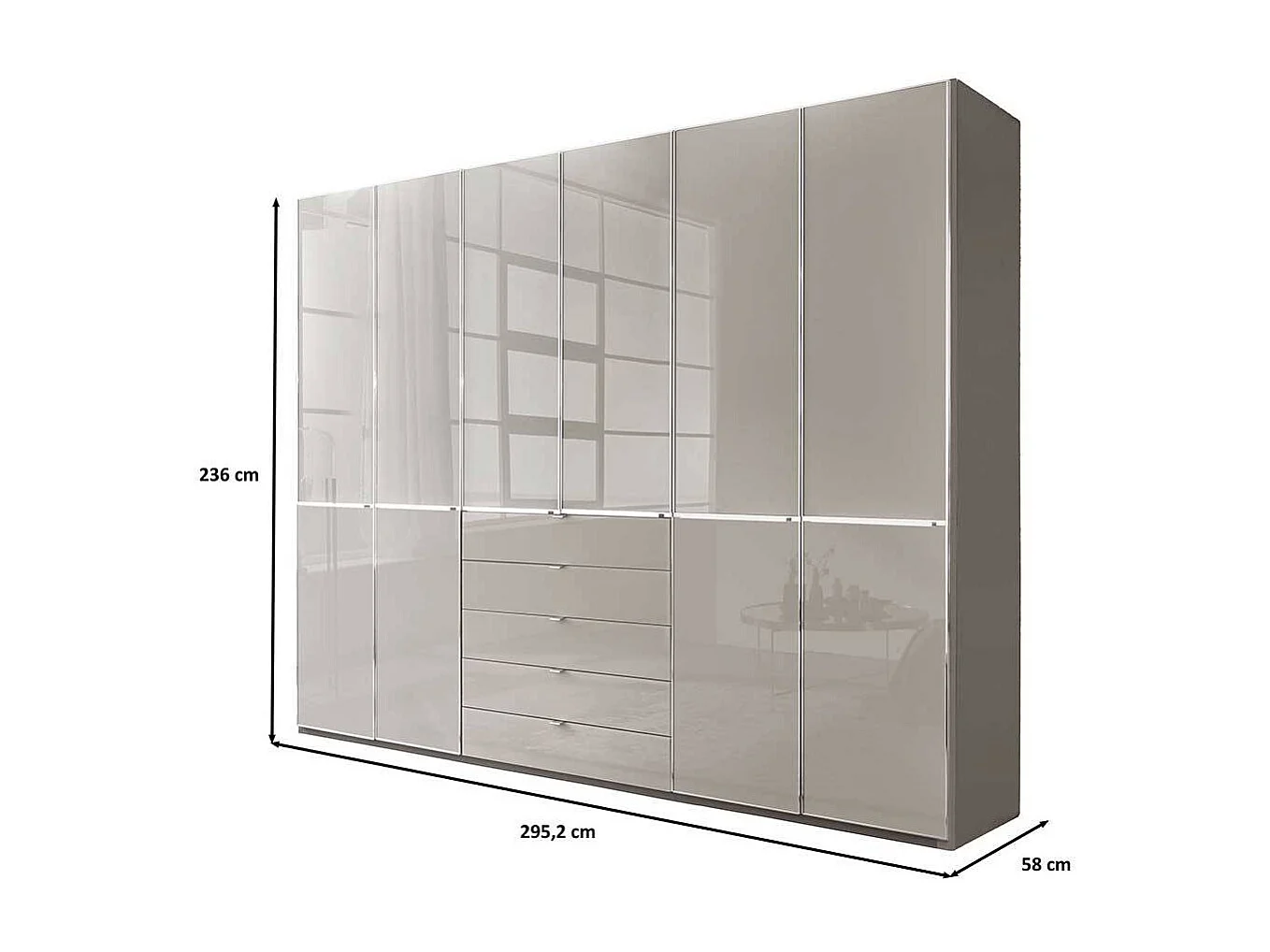 Kleiderschrank Schlafzimmerkleiderschrank mit fünf Schubladen in Hellgrau