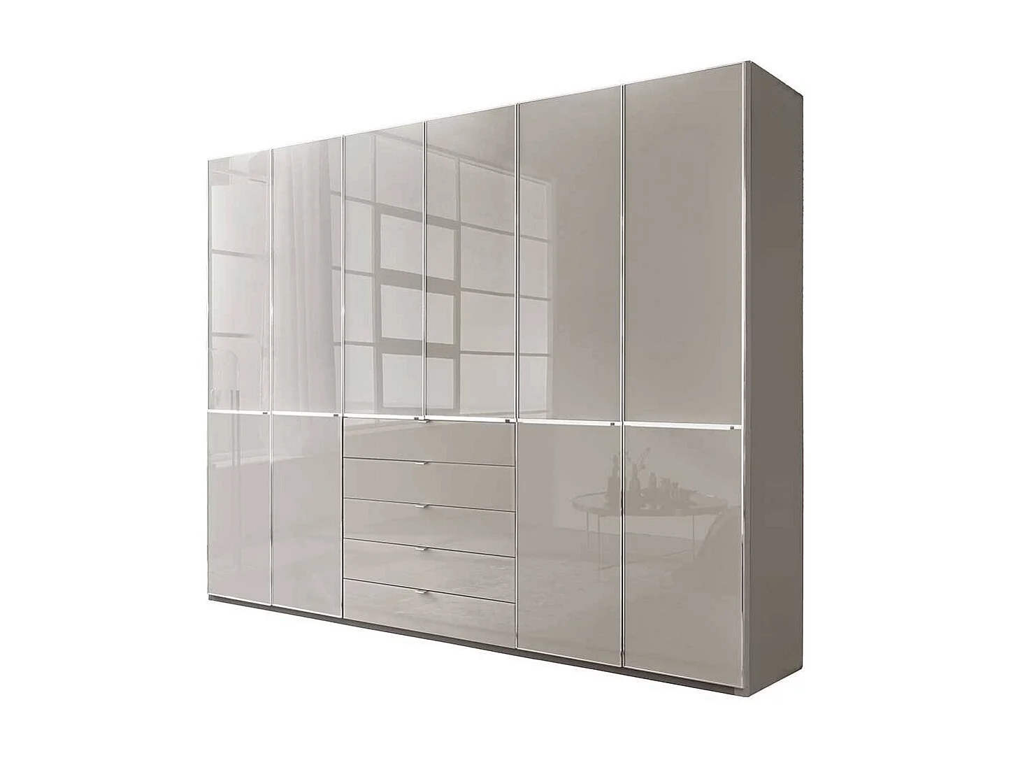 Kleiderschrank Schlafzimmerkleiderschrank mit fünf Schubladen in Hellgrau