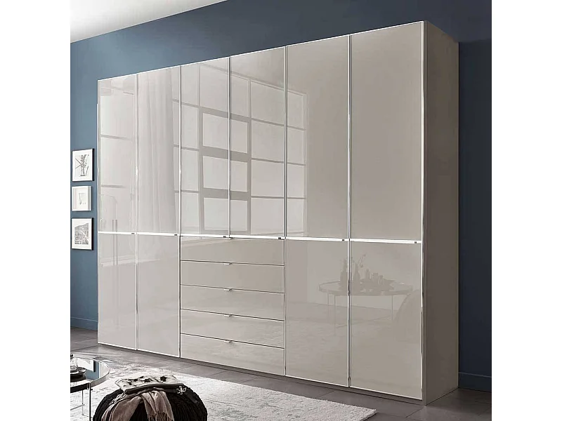 Kleiderschrank Schlafzimmerkleiderschrank mit fünf Schubladen in Hellgrau