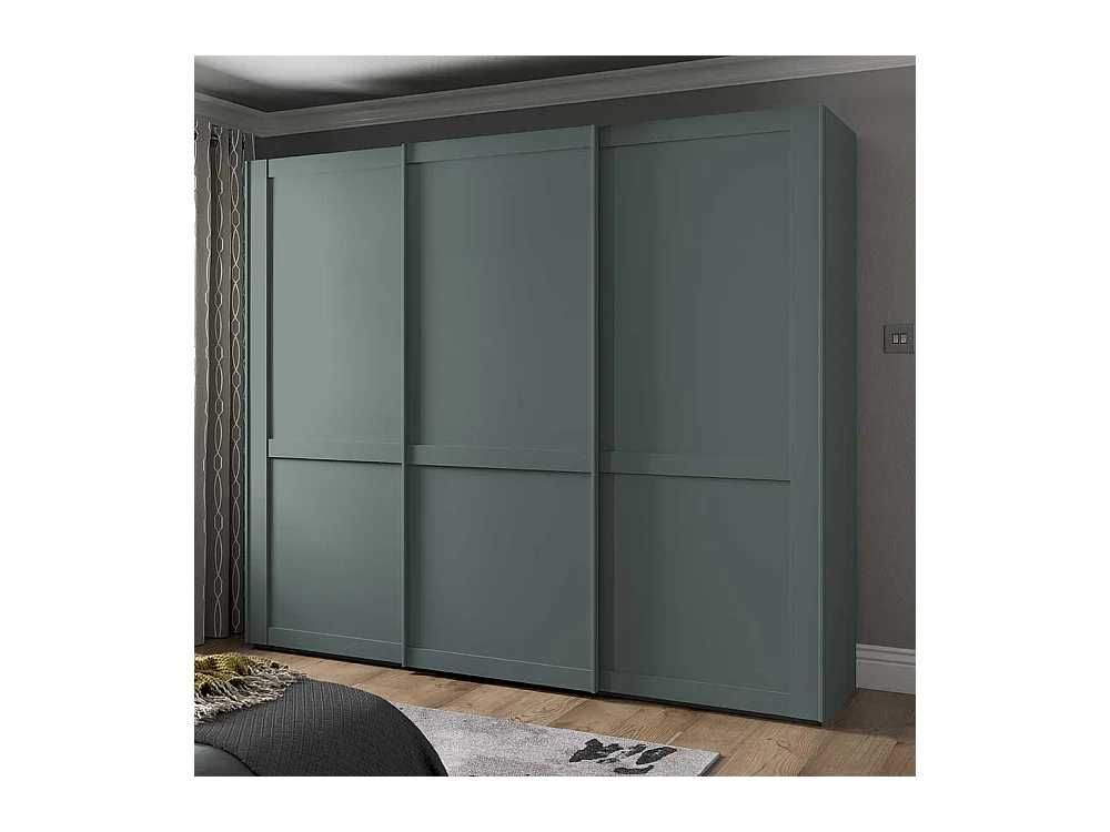 Schwebetuerenschrank modern im Landhausstil Graugrün