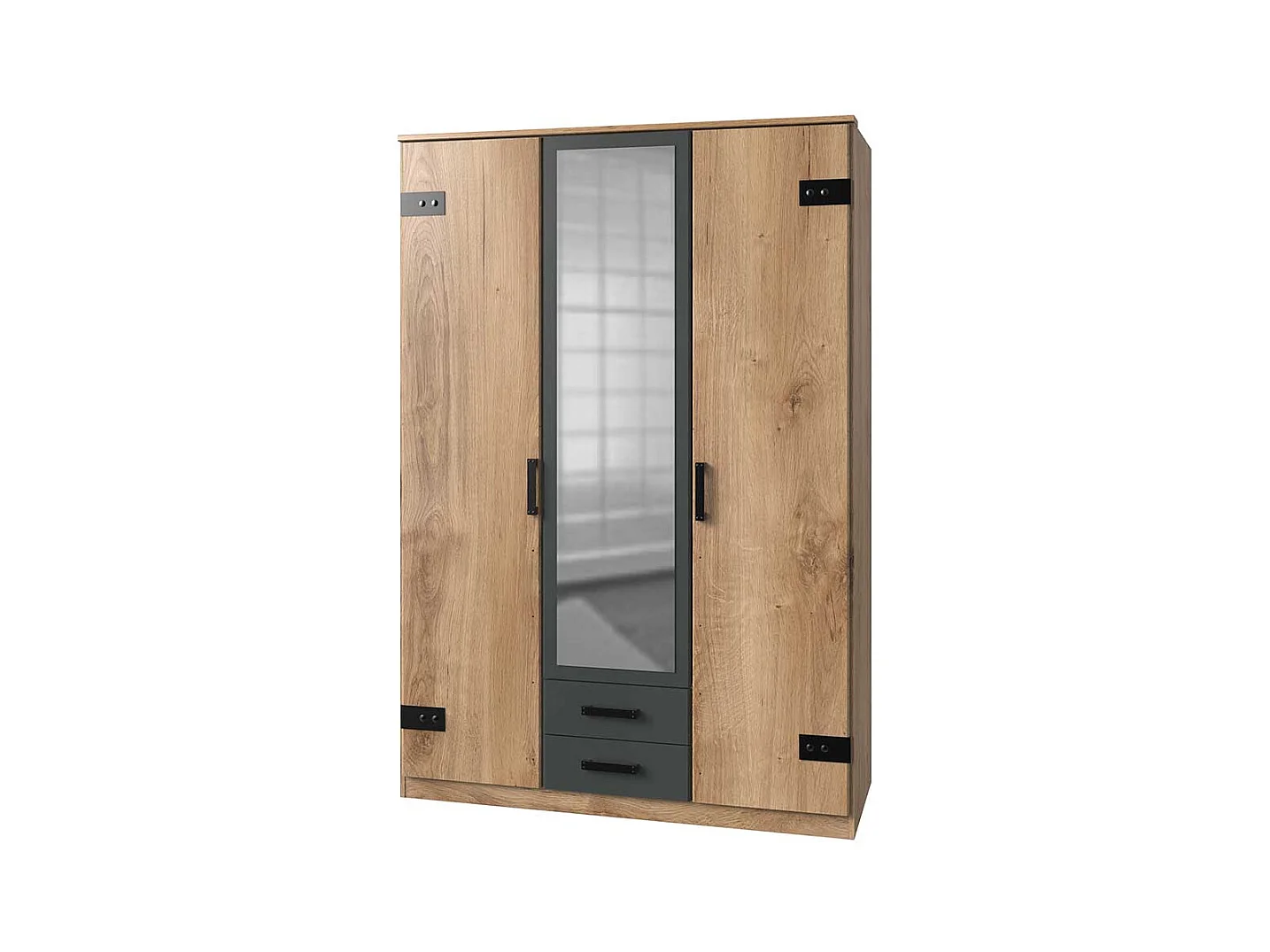 Drehtürenschrank Spiegeltür im Industry und Loft Stil 135 cm breit