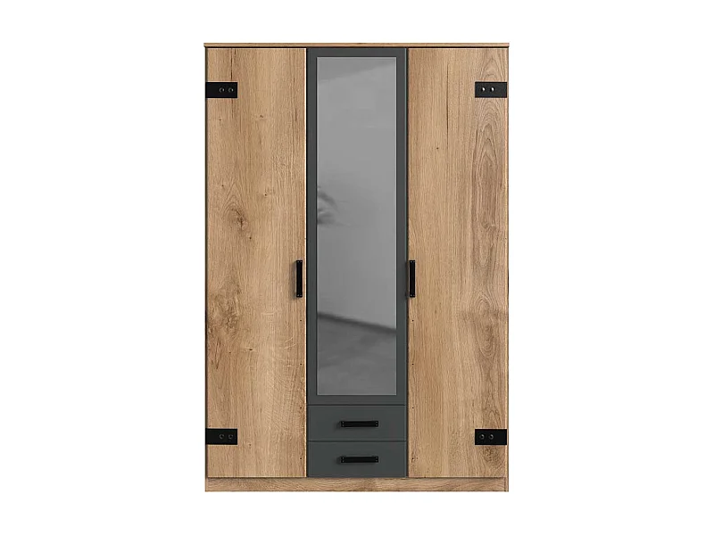 Drehtürenschrank Spiegeltür im Industry und Loft Stil 135 cm breit