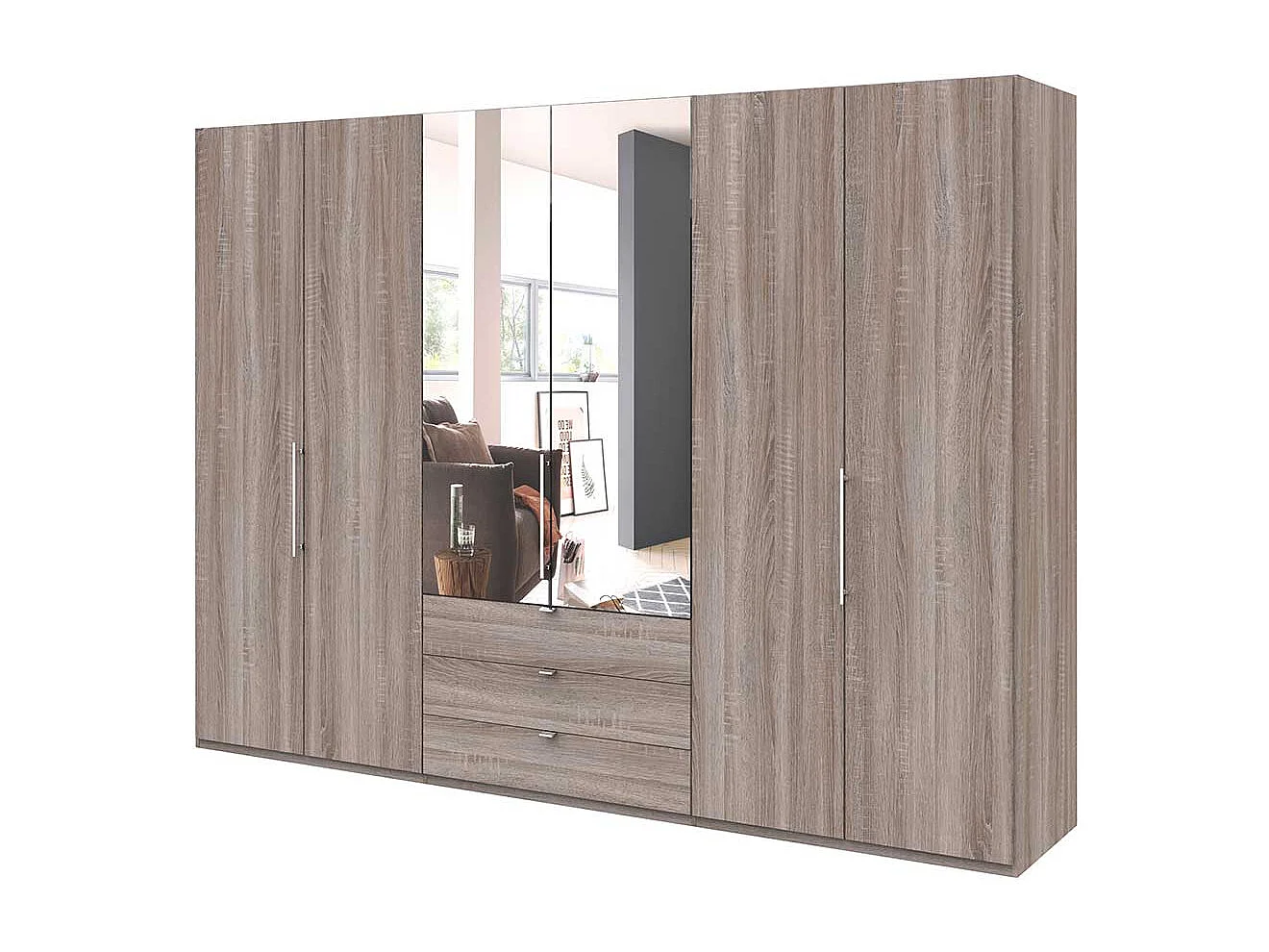 Panorama Schlafzimmerschrank mit Falttüren Spiegeltür