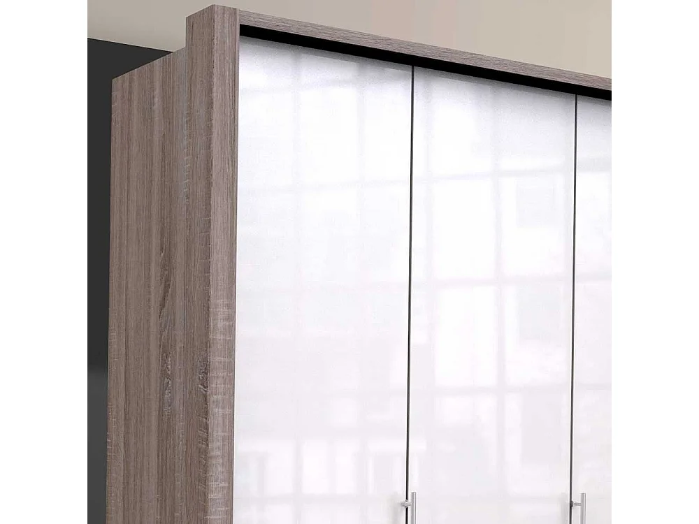 Jugend Kleiderschrank 2 türig Weiß Eiche Trüffelfarben