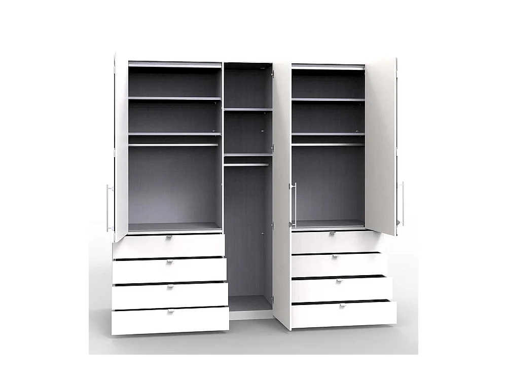 Schlafzimmer Kleiderschrank in Weiß Glas beschichtet Falttüren