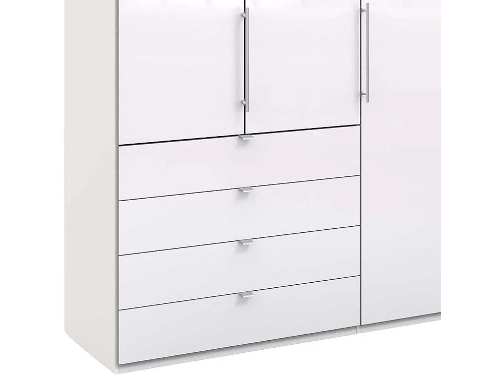 Schlafzimmer Kleiderschrank in Weiß Glas beschichtet Falttüren