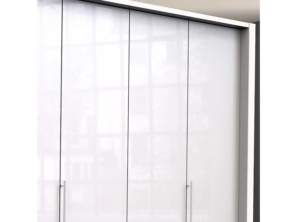 Schlafzimmer Kleiderschrank in Weiß Glas beschichtet Falttüren