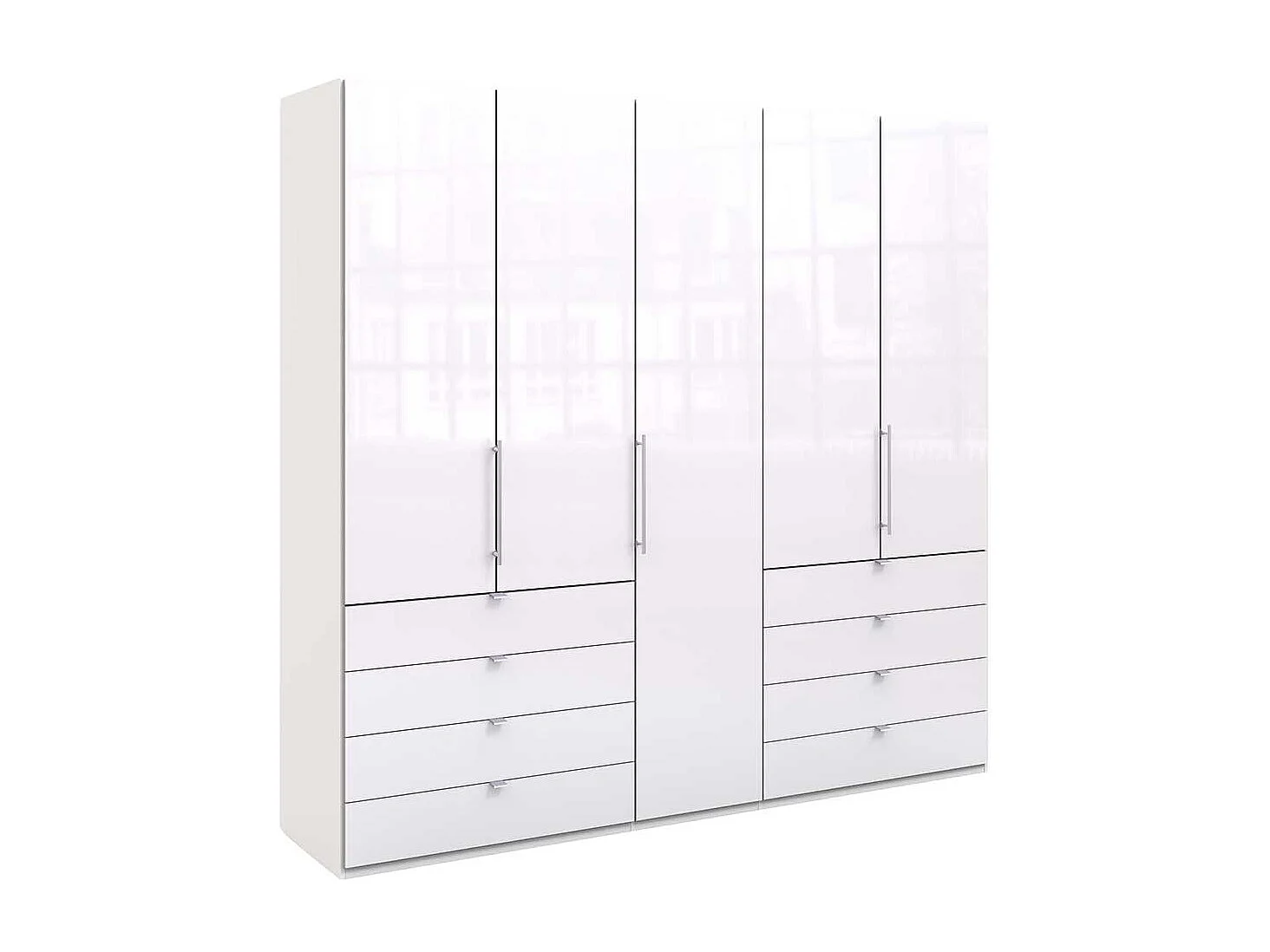 Schlafzimmer Kleiderschrank in Weiß Glas beschichtet Falttüren