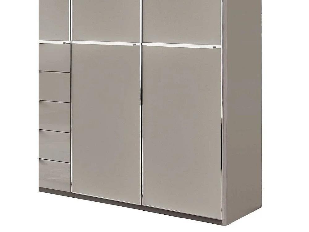 XL Schlafzimmerschrank Drehtürschrank in Hellgrau Front glasbeschichtet