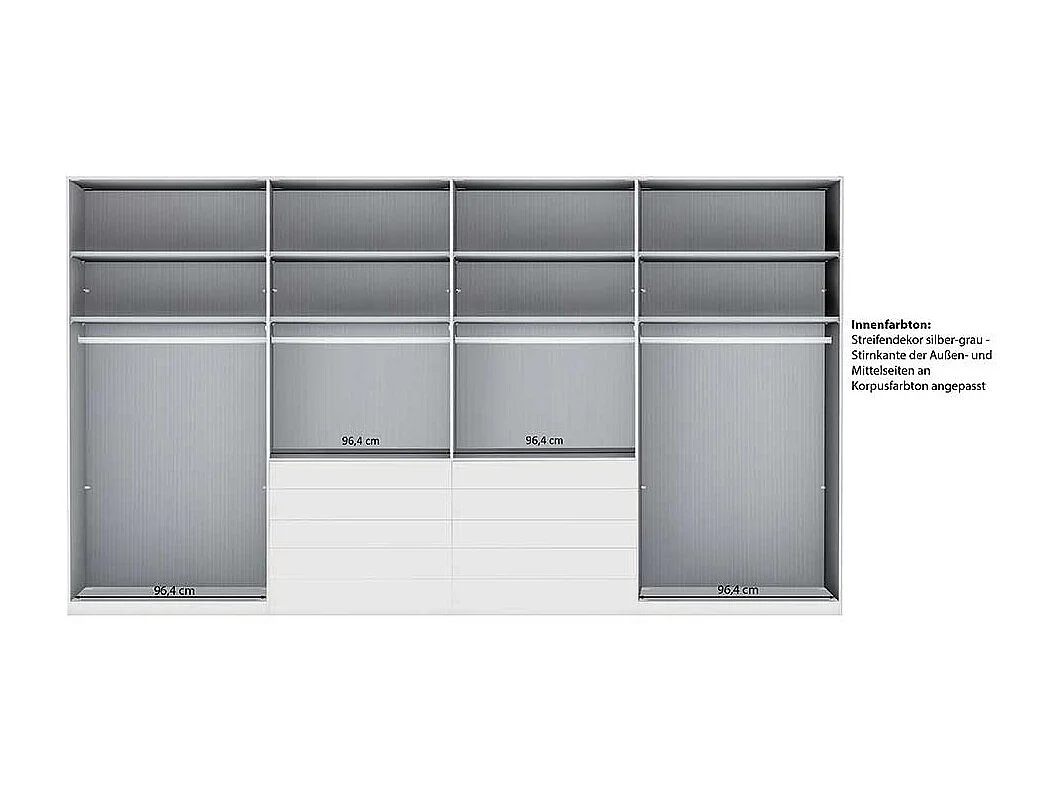 XL Schlafzimmerschrank Drehtürschrank in Hellgrau Front glasbeschichtet