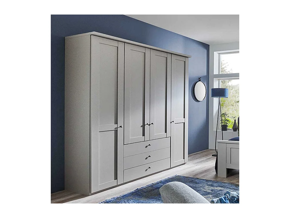 Kleiderschrank Hellgrau im Landhausstil Made in Germany