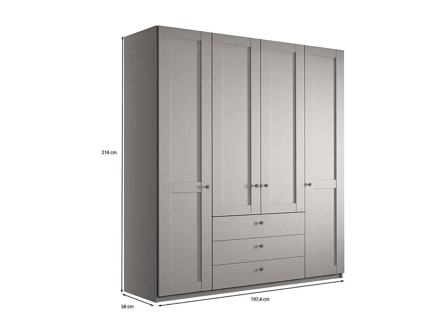 Kleiderschrank Hellgrau im Landhausstil Made in Germany