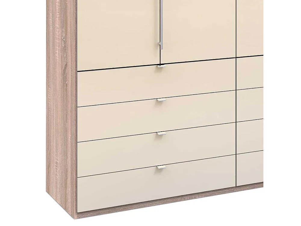 Gleittüren Schlafzimmerschrank mit vielen Schubladen glasbeschichtet