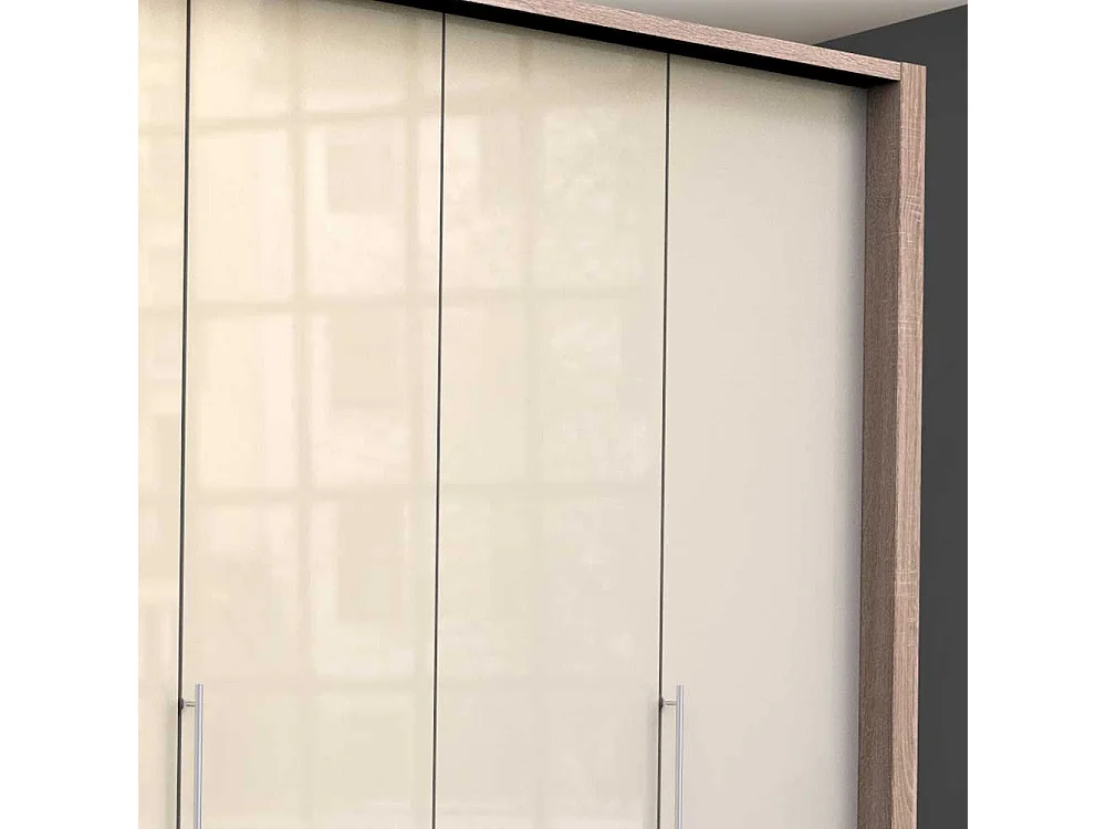 Gleittüren Schlafzimmerschrank mit vielen Schubladen glasbeschichtet