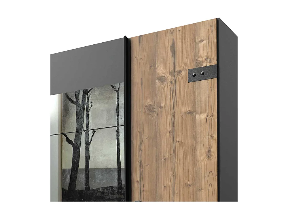 Kleiderschrank Industriestil mit Dreh- und Schiebetüren 272 cm breit