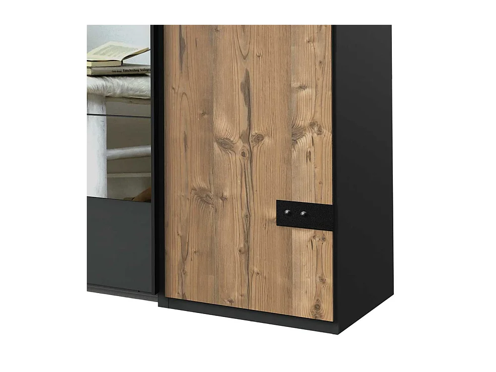 Kleiderschrank Industriestil mit Dreh- und Schiebetüren 272 cm breit