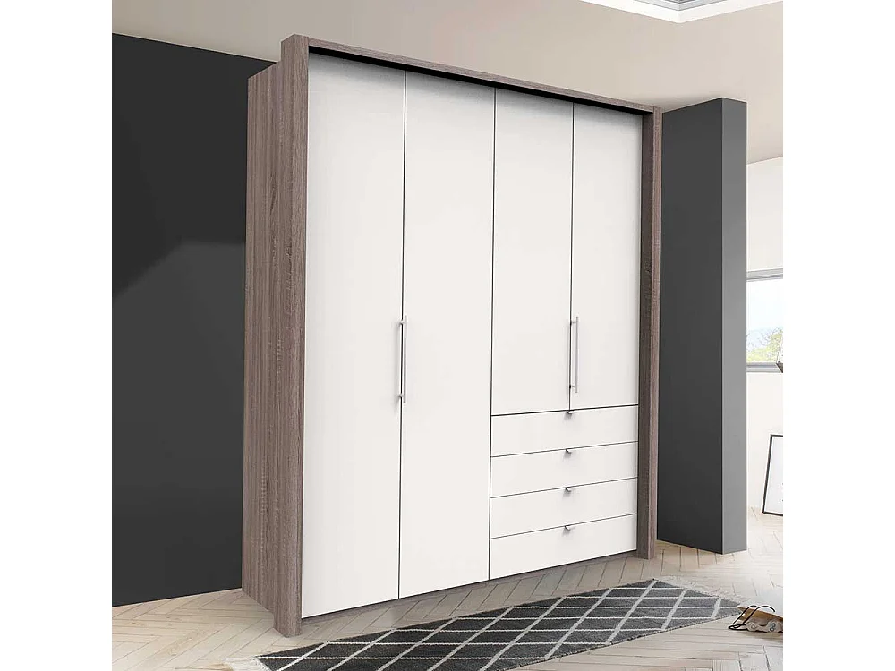 Gleittüren Kleiderschrank mit vier Schubladen Made in Germany