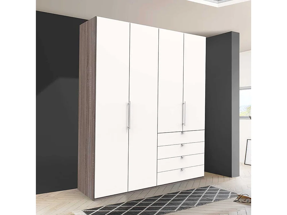 Gleittüren Kleiderschrank mit vier Schubladen Made in Germany