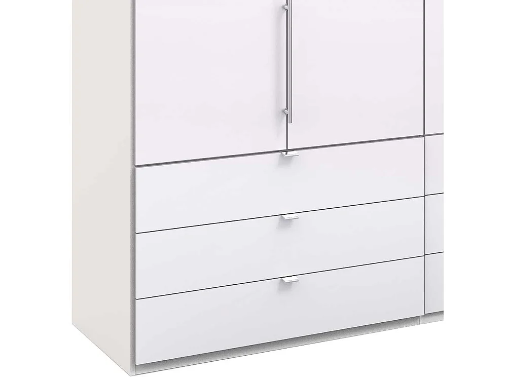 Weißer Schlafzimmerschrank mit neun Schubladen 3 türig