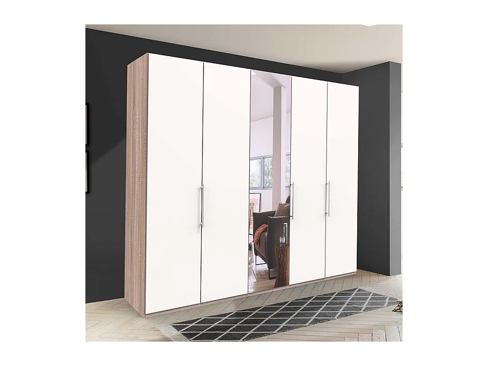 Bicolor Kleiderschrank mit Spiegel Falttüren