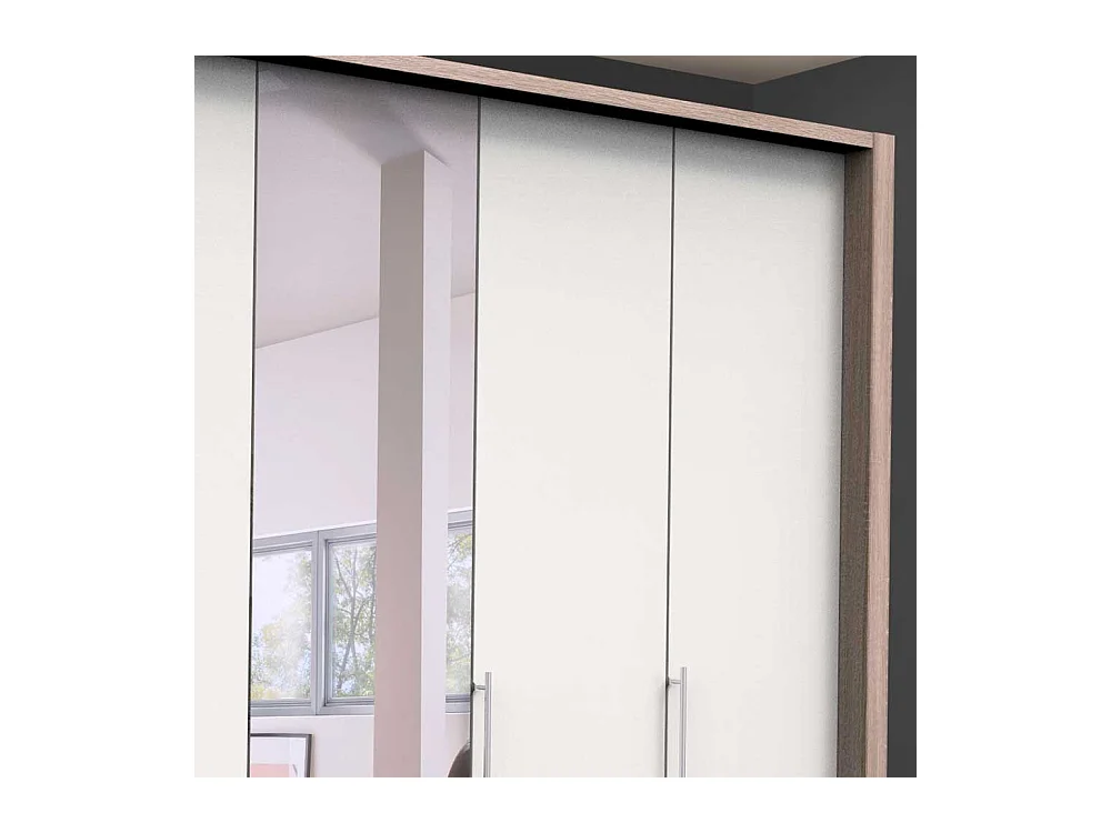 Bicolor Kleiderschrank mit Spiegel Falttüren