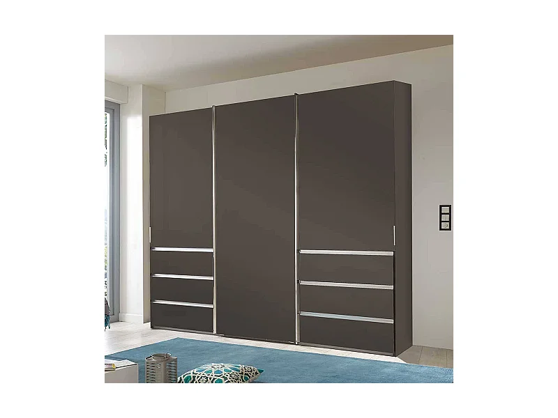 Schlafzimmerschrank mit sechs Schubladen drei Schwebetüren