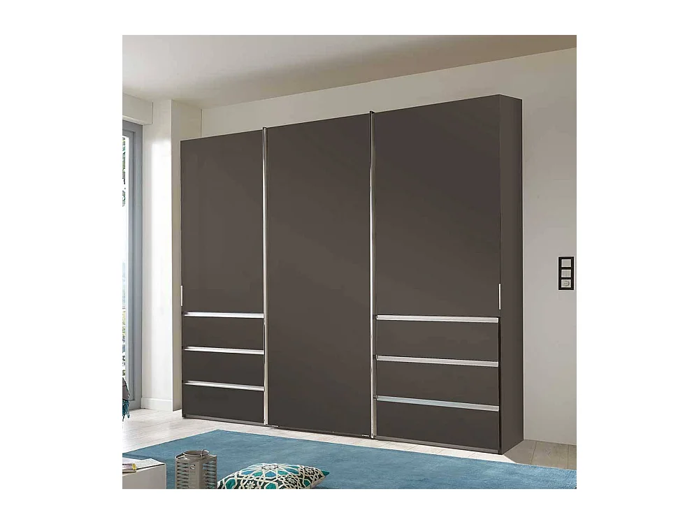 Schlafzimmerschrank mit sechs Schubladen drei Schwebetüren