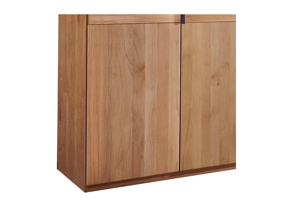 Holzschrank Drehtürenschrank mit Metallgriffen und Massivholz Türen