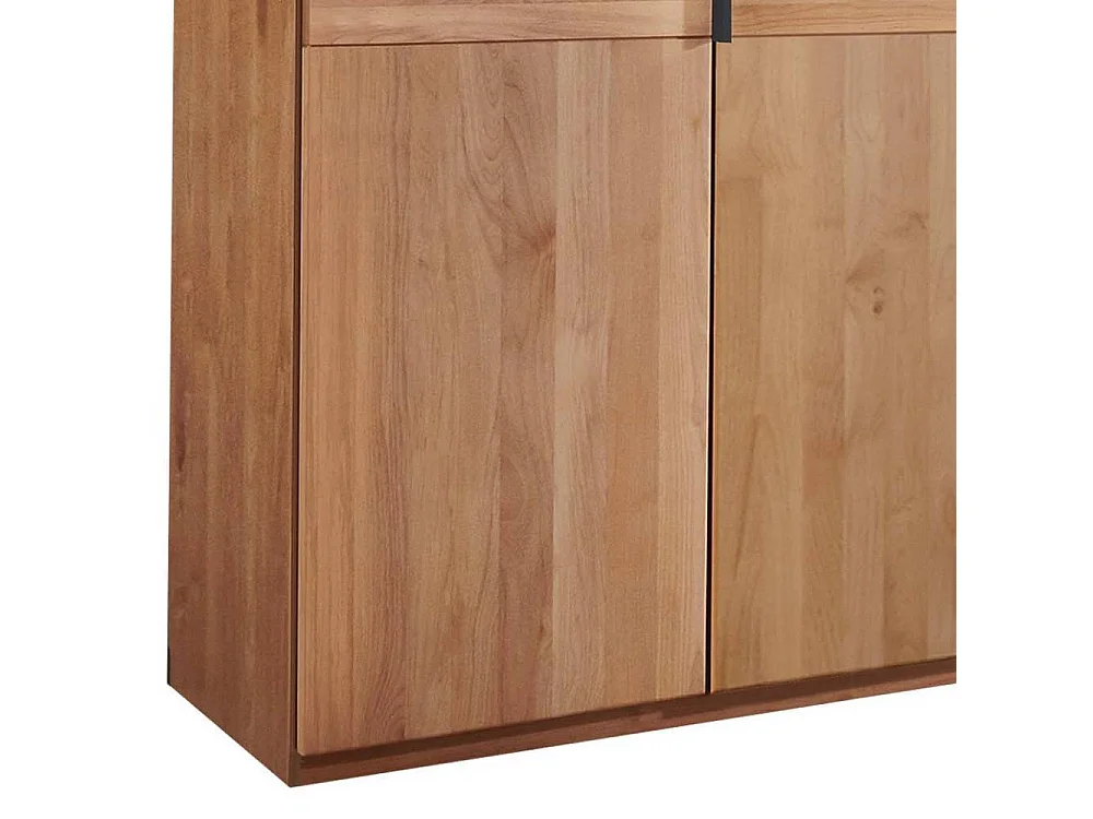 Holzschrank Drehtürenschrank mit Metallgriffen und Massivholz Türen