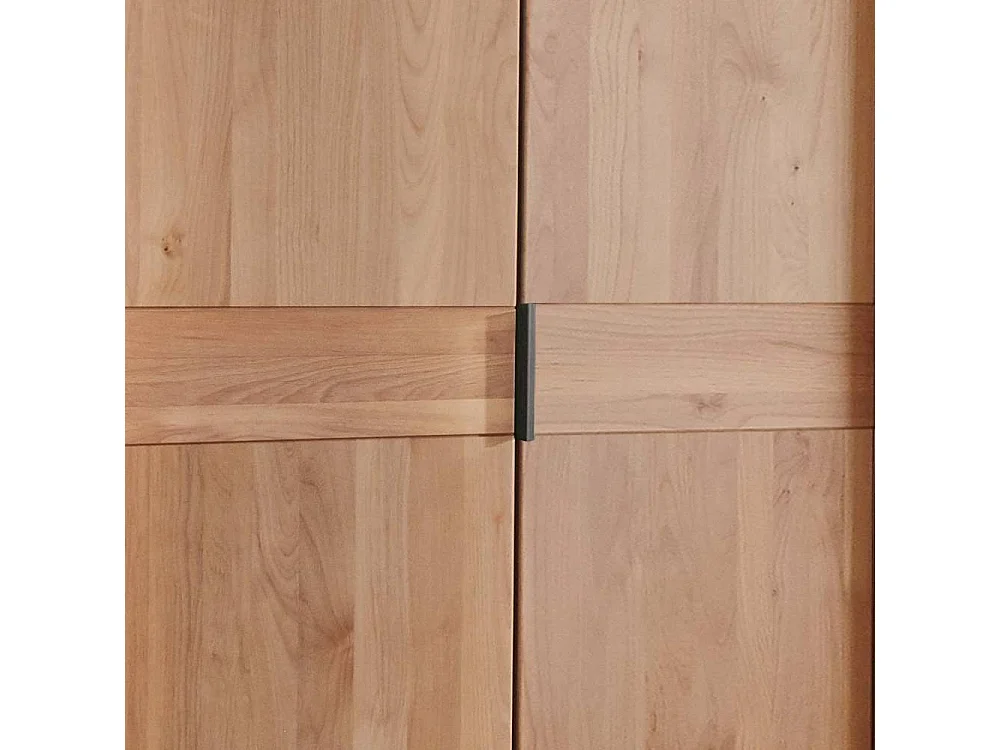 Holzschrank Drehtürenschrank mit Metallgriffen und Massivholz Türen