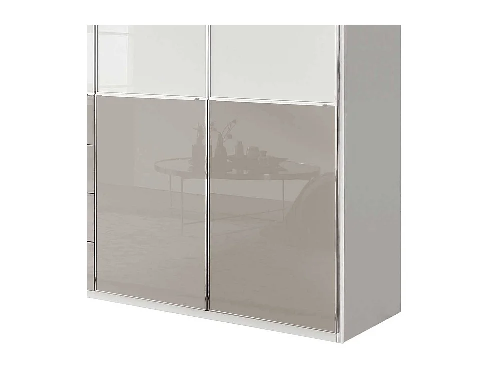 Drehtürenschrank Schlafzimmerschrank 247 cm breit Front glasbeschichtet