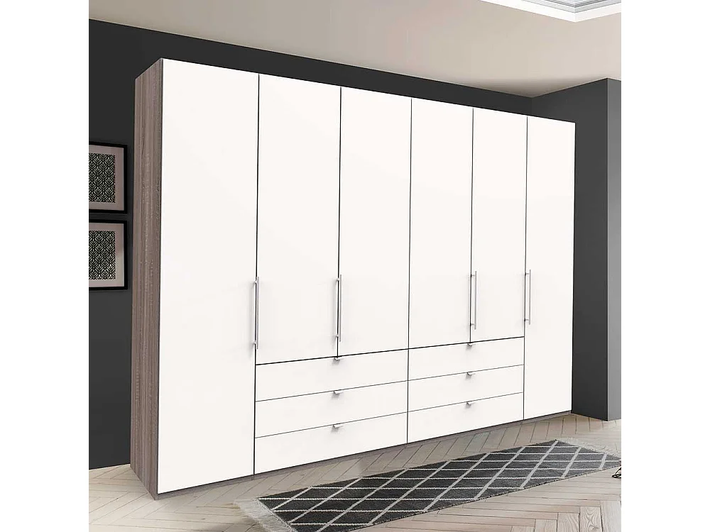 Panorama Kleiderschrank in Weiß Eiche Trüffelfarben