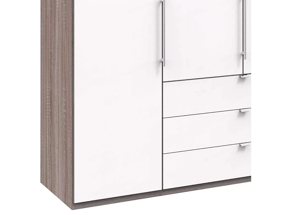 Panorama Kleiderschrank in Weiß Eiche Trüffelfarben