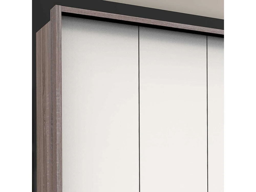Panorama Kleiderschrank in Weiß Eiche Trüffelfarben
