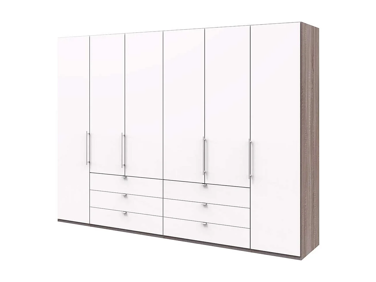 Panorama Kleiderschrank in Weiß Eiche Trüffelfarben