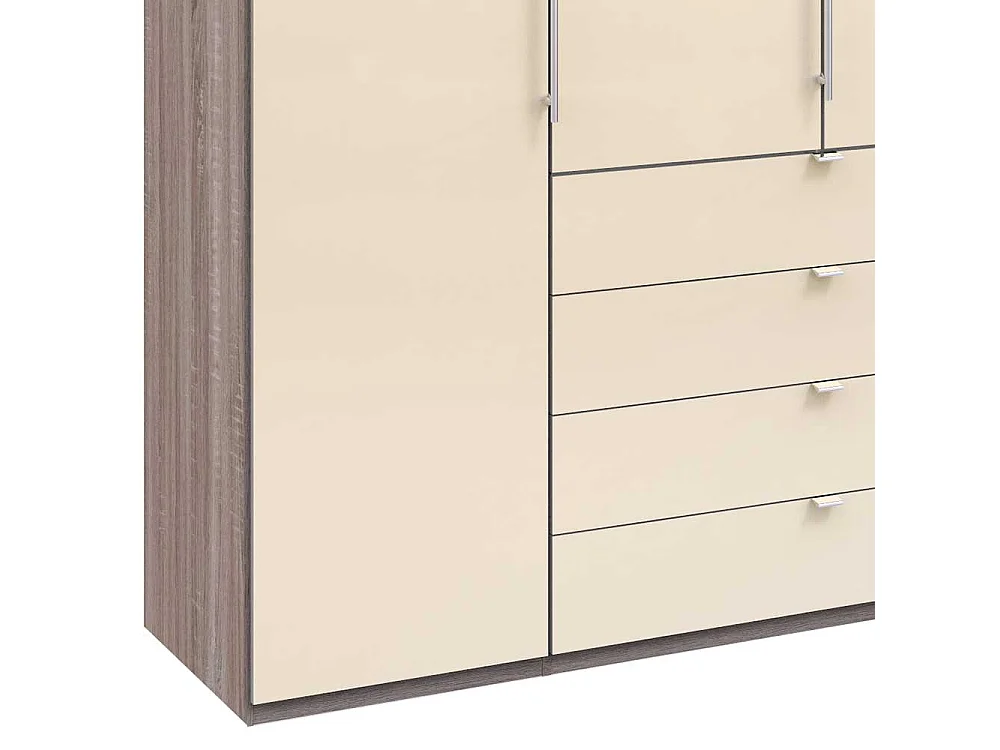 Premium Kleiderschrank in Cremeweiß Eiche Trüffelfarben