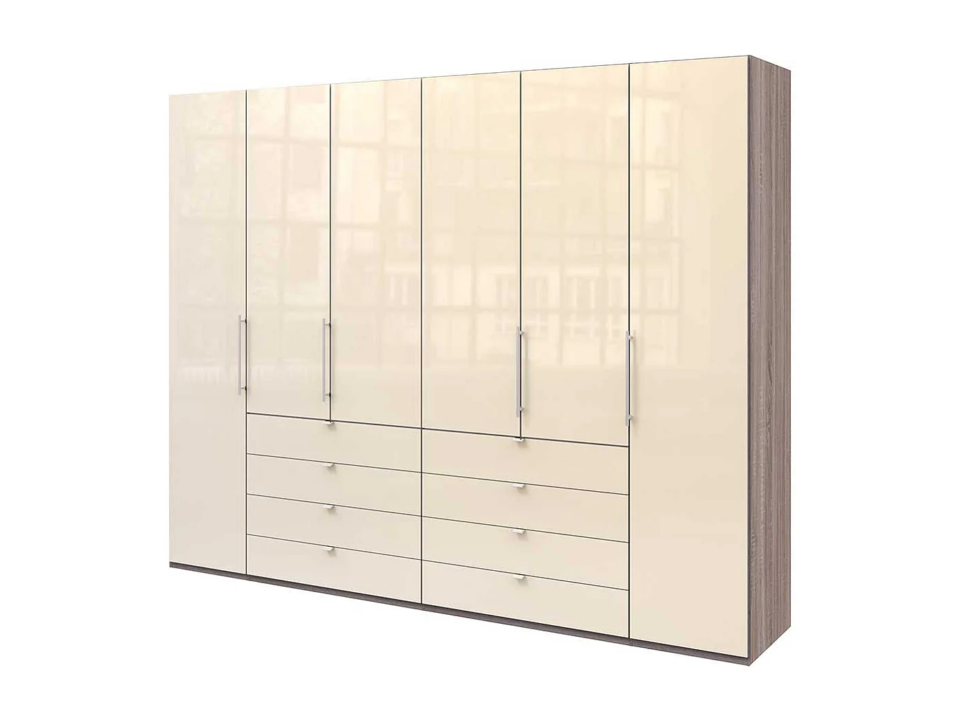 Premium Kleiderschrank in Cremeweiß Eiche Trüffelfarben