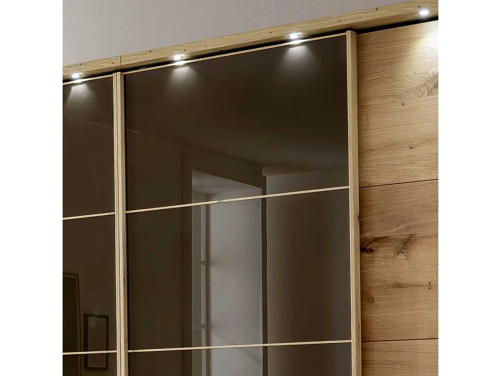 Schiebetürschrank mit Rahmen in Eiche Bianco Dunkelbraun