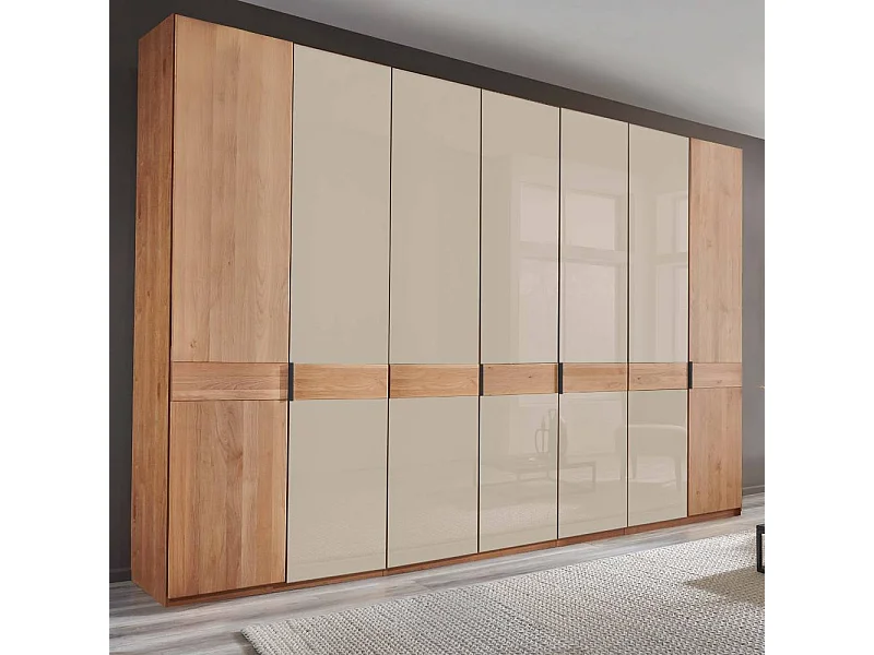 Drehtürenschrank Schlafzimmerkleiderschrank in Champagner und Erlefarben