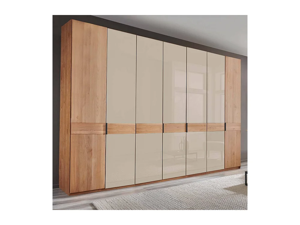 Drehtürenschrank Schlafzimmerkleiderschrank in Champagner und Erlefarben