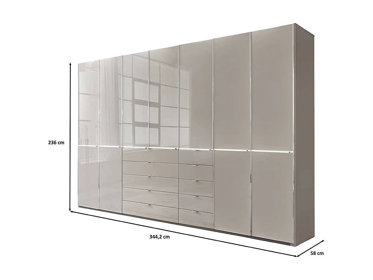 Kleiderschrank Schlafzimmerschrank mit zehn Schubladen in Grau