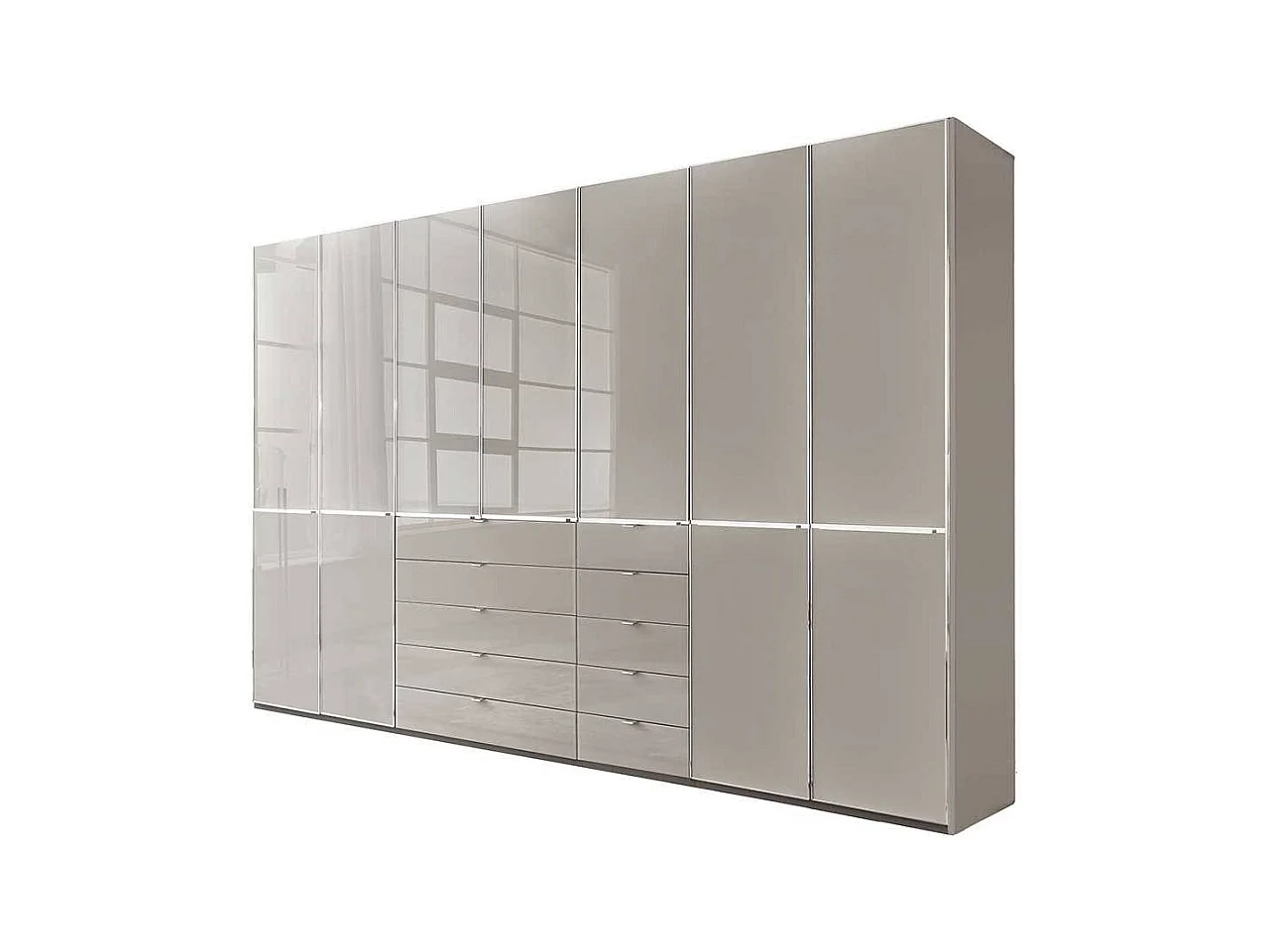 Kleiderschrank Schlafzimmerschrank mit zehn Schubladen in Grau