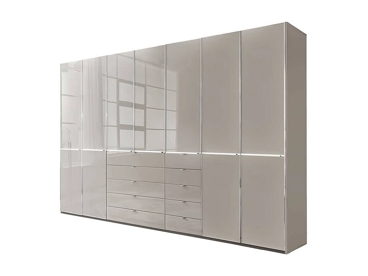 Kleiderschrank Schlafzimmerschrank mit zehn Schubladen in Grau