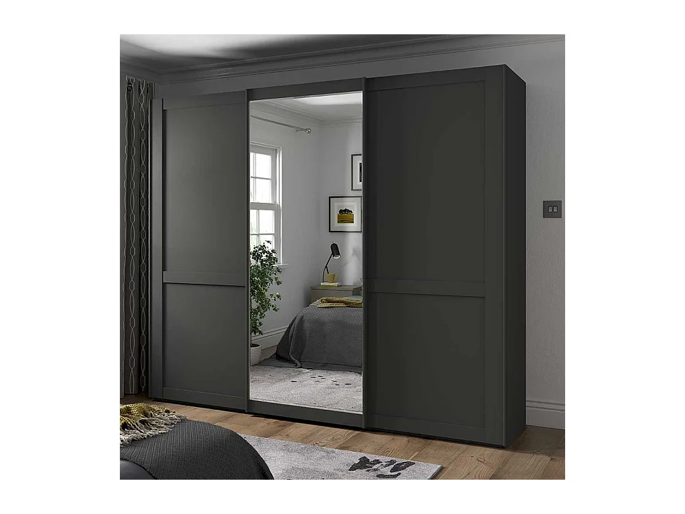 Kleiderschrank Schiebetüren modern im Landhausstil Dunkelgrau