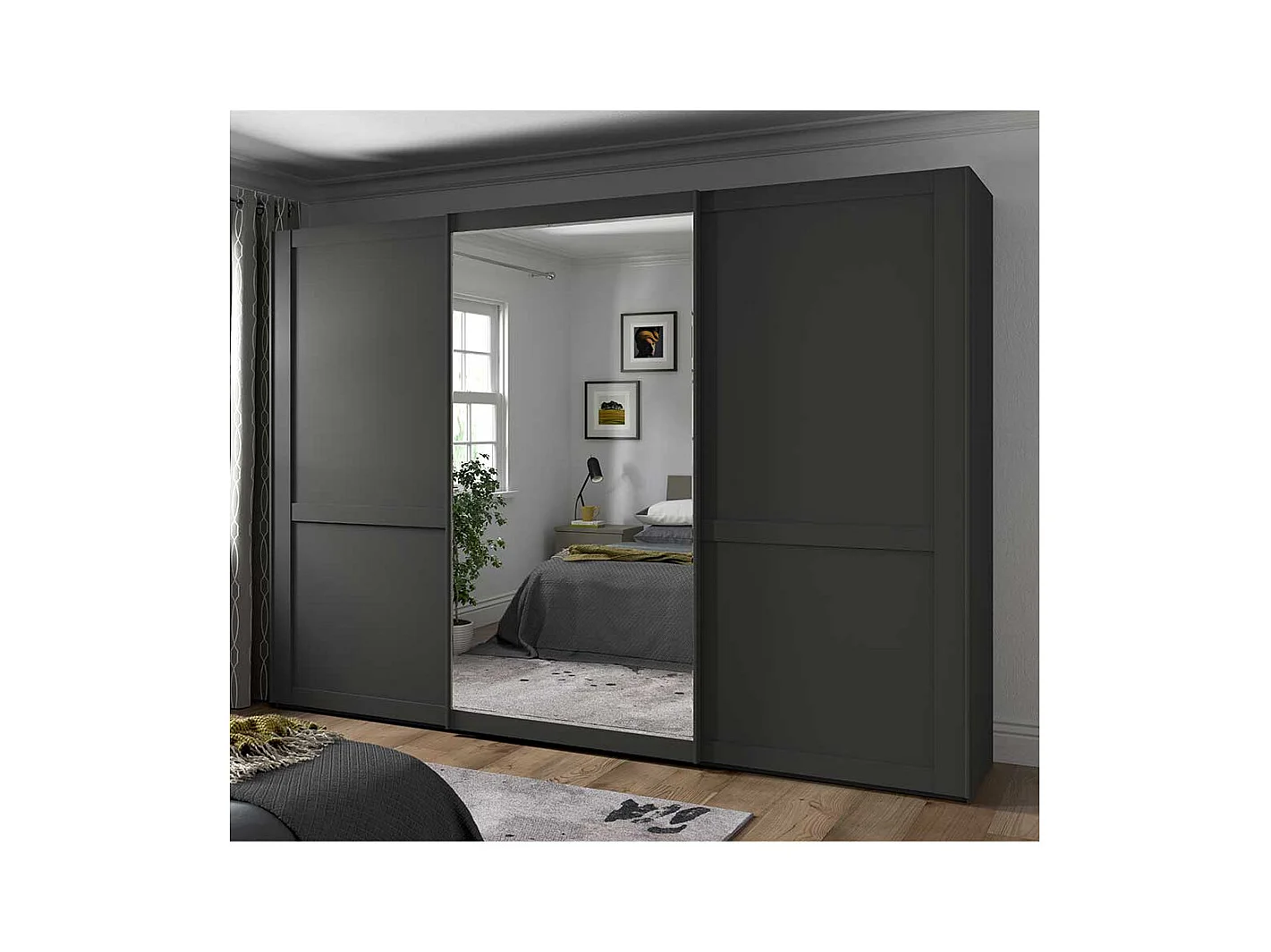 Kleiderschrank Schiebetüren modern im Landhausstil Dunkelgrau